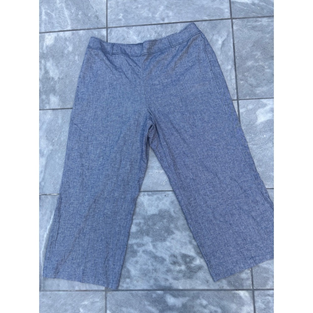 Lane Bryant Soft Linen Blend Straight Leg Pants Blue Mid-Rise Plus Size 24 NWT